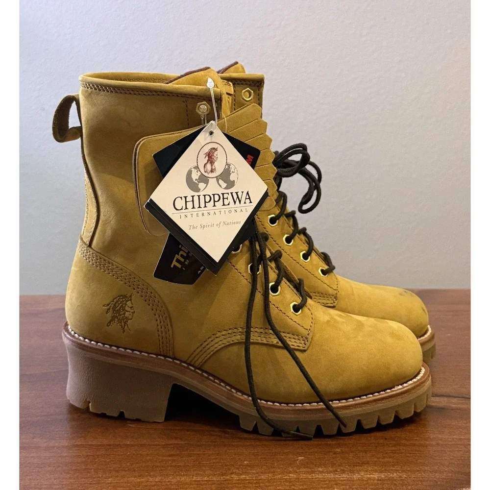 Chippewa 73040 Steel Toe Logger Boots Mens 6W Tan Insulated Vibram $225